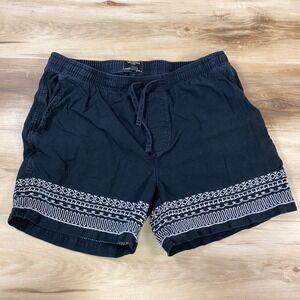 Todd Snyder Mens Black Embroidered Cotton Drawstring Shorts Medium 4"